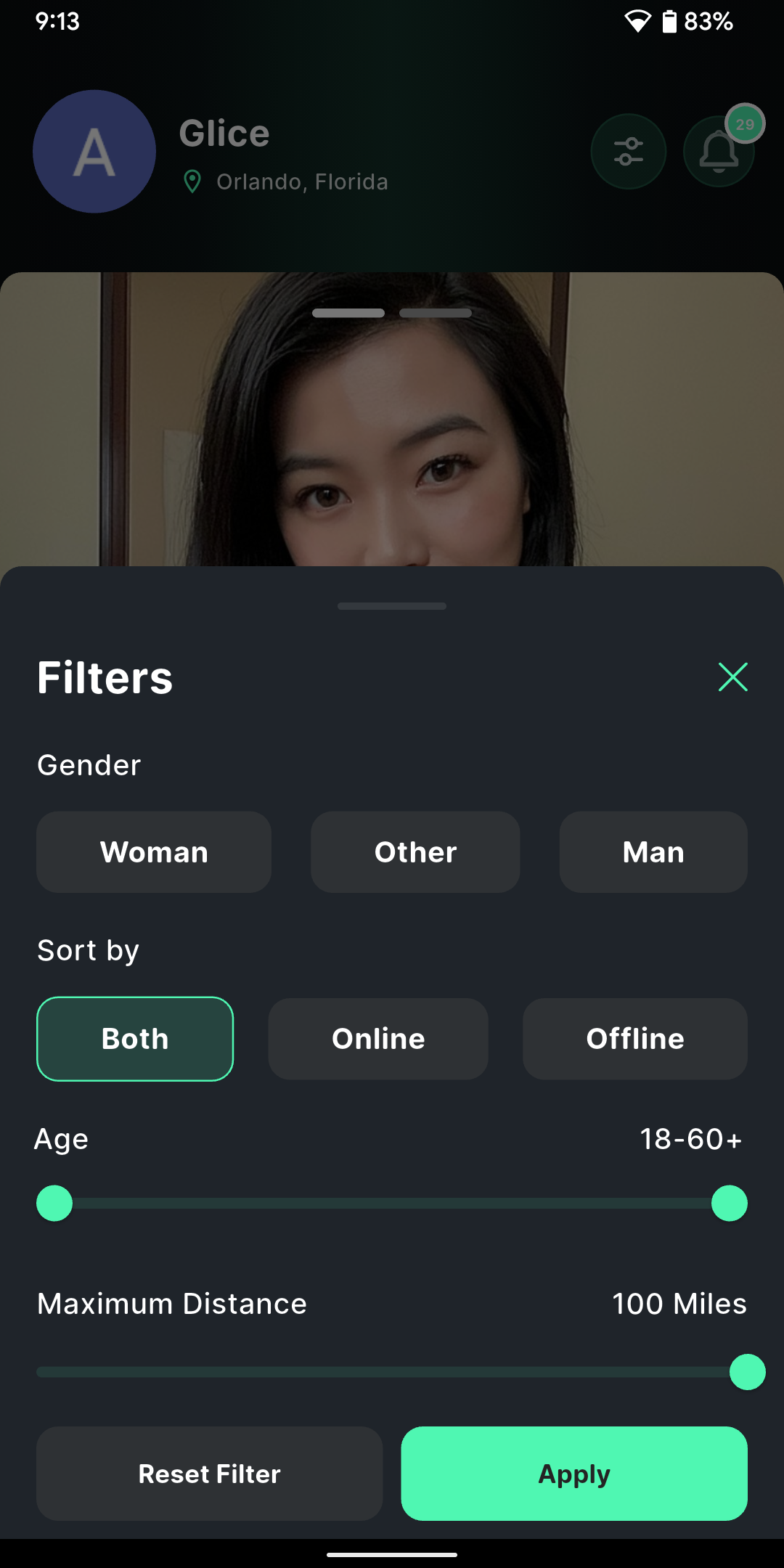 Glice nearby users preview